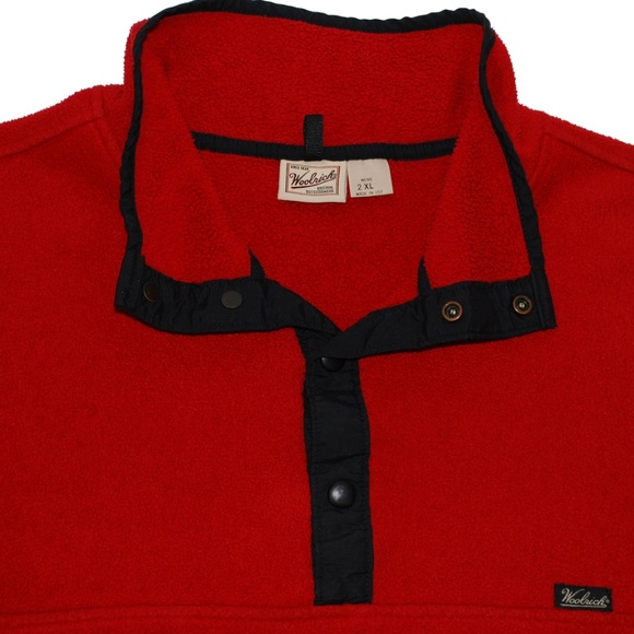 Vtg Woolrich Red Polartec Snap T Fleece Sweater - Picture 3 of 3